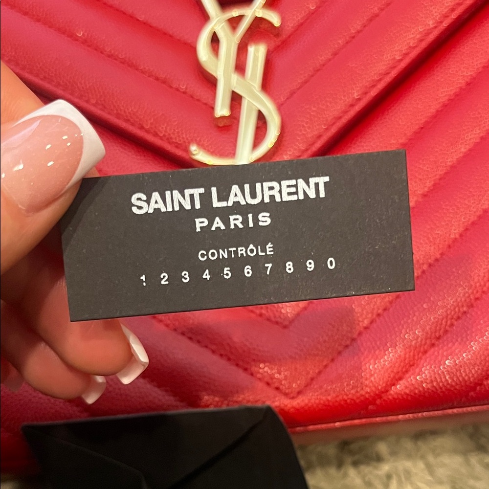 Saint Laurent Red Chevron Shoulder Bag - Picture 11 of 11